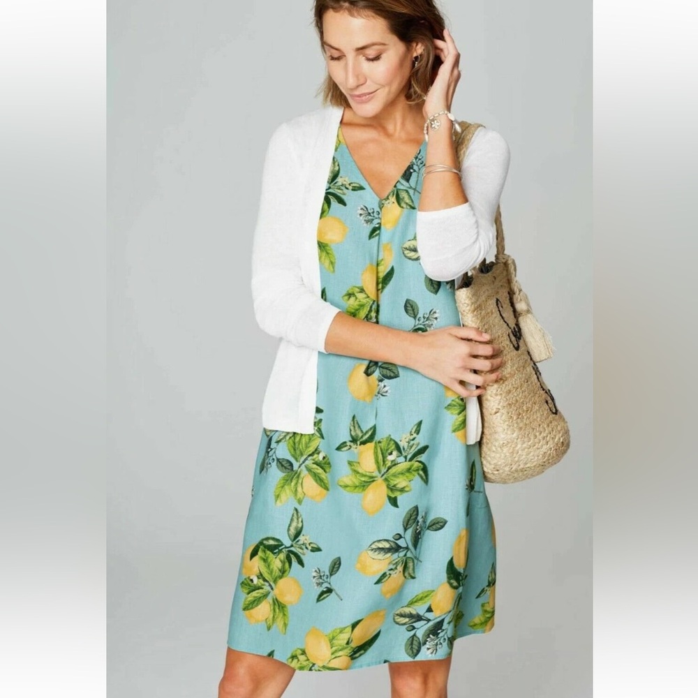 J. Jill Blue Dress with Lemon Pattern